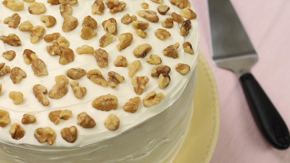 Walnut Chiffon Cake with Maple Custard Cream Filling and Whipped Cream  Frosting