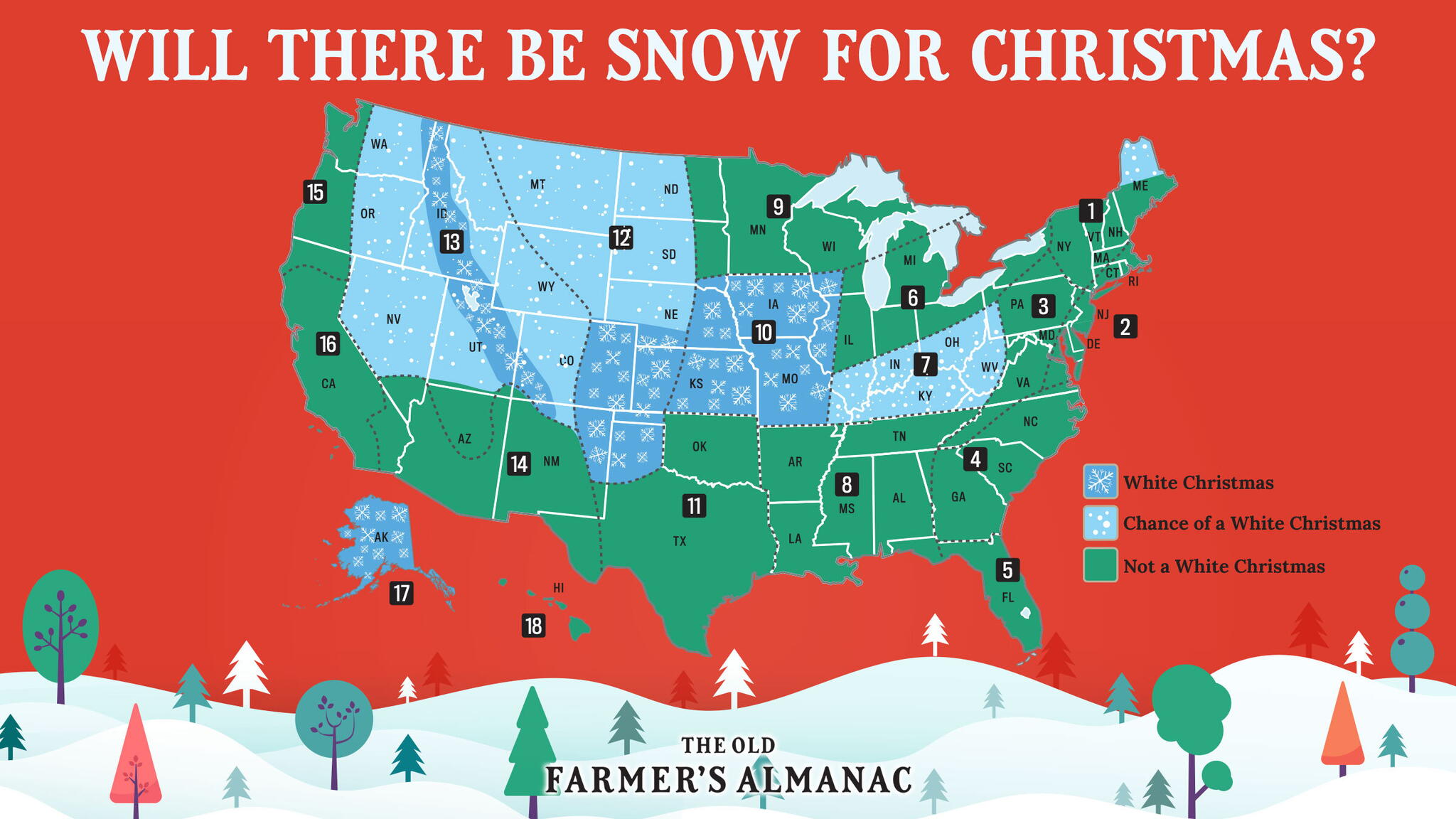 united states white christmas map from the OFA