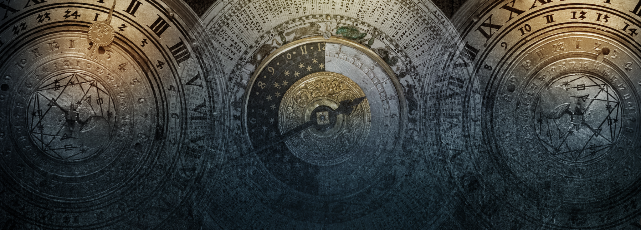Ancient calendar with constellations and astronomical instruments against the old paper background. Symbol of science, astronomy, astrology, mystery, education, mysticism, numerology, occultism.