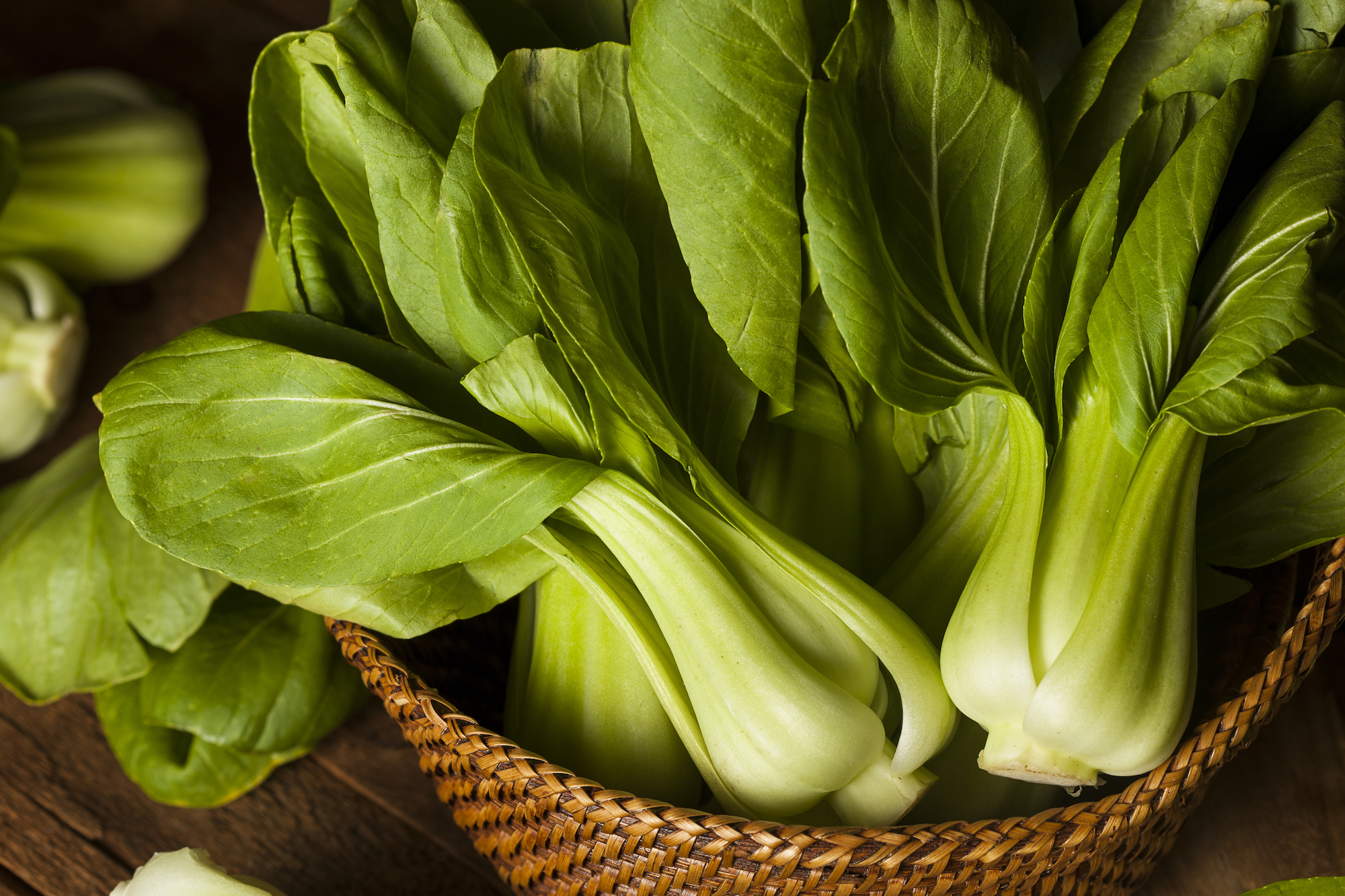 bok choy in a basket