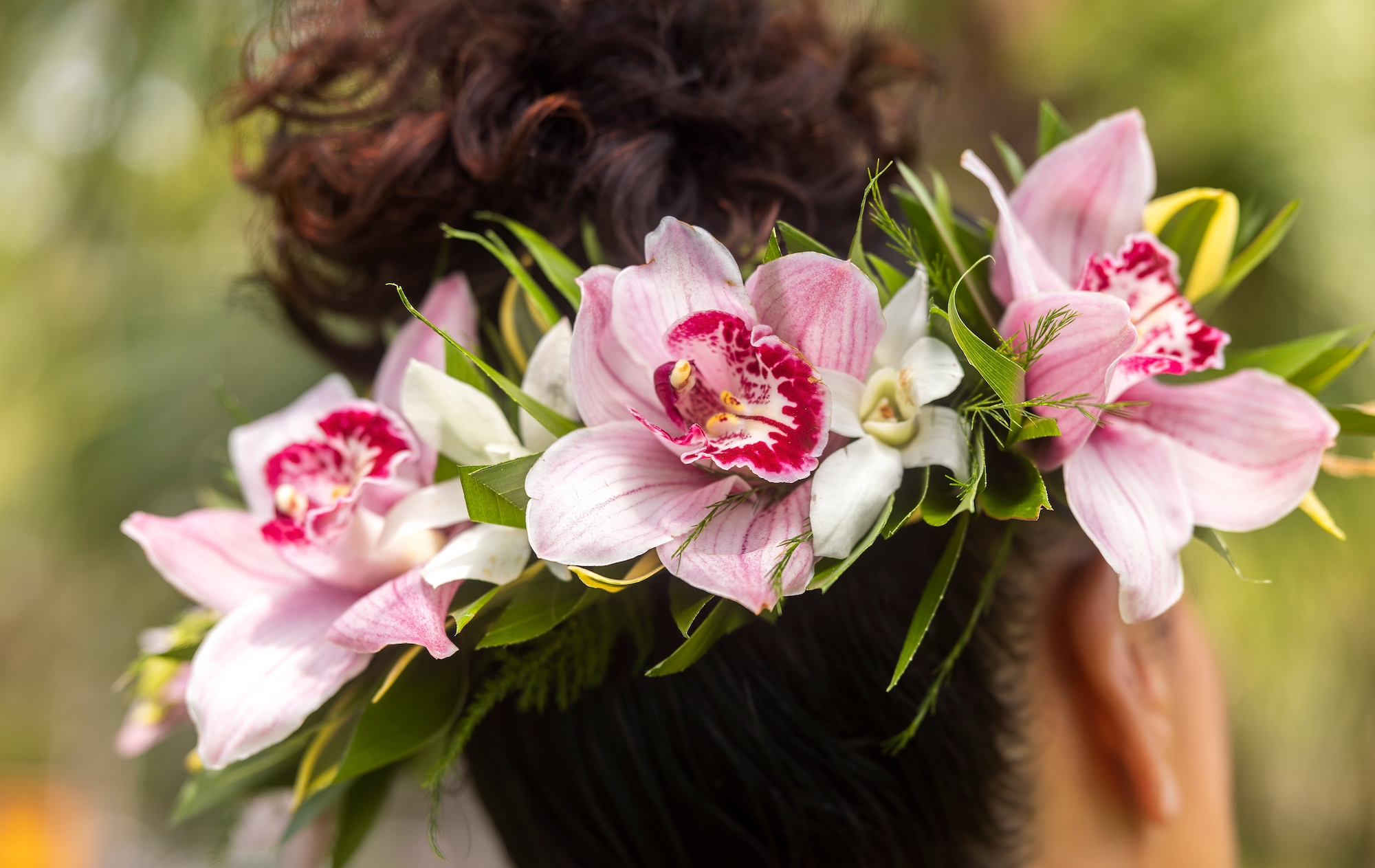 Hawaiian flower crown made from Hawaii flower Plumeria.